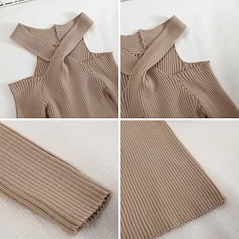 【美品】ツイストホルターネックニットトップス　BEIGE アニュアンス anuans ツイストホルターネックニットトップス